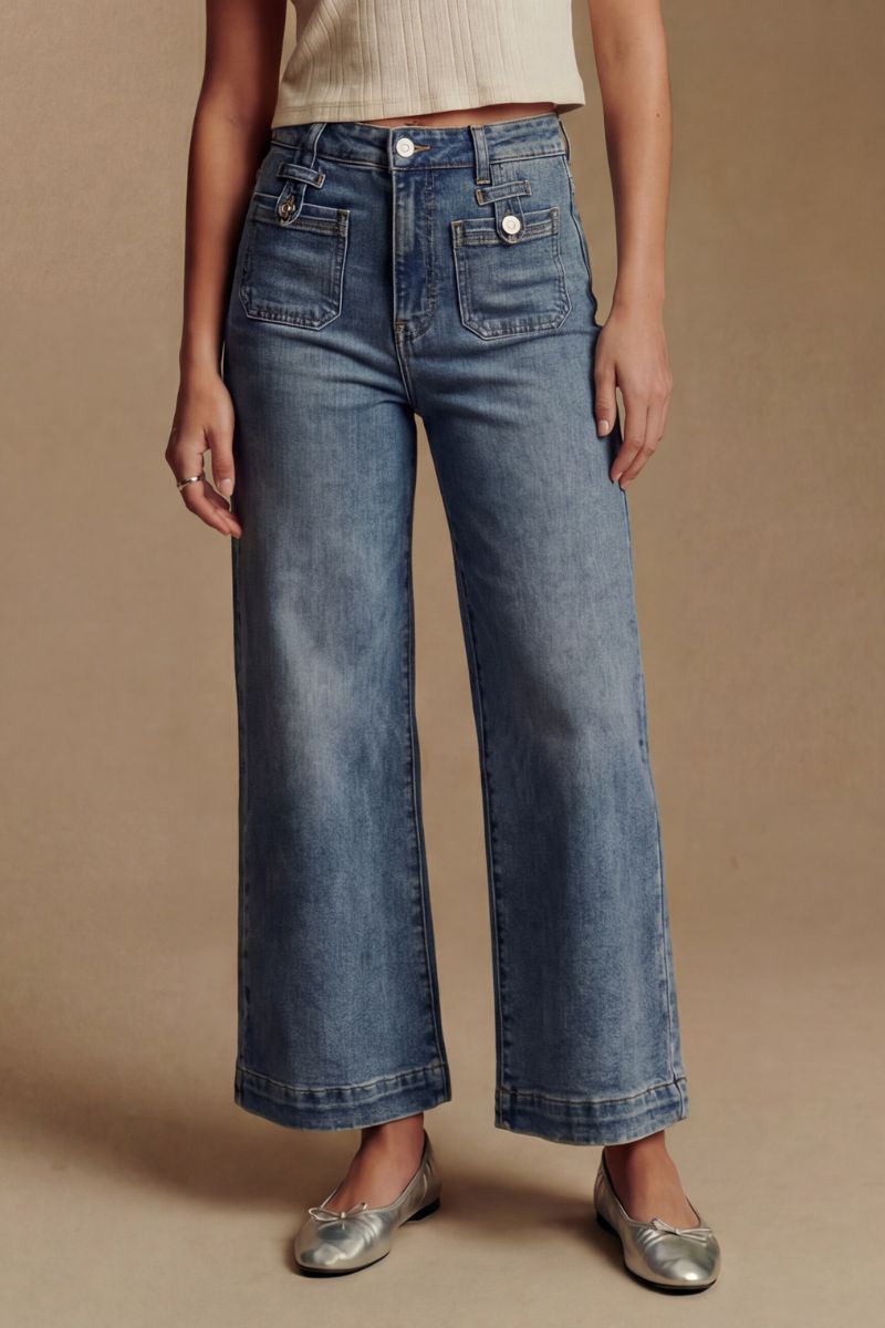 Aurelia Tummy Control High Rise Crop Palazzo Jeans in 15 (31) view 8 - High-Waisted (bottom)