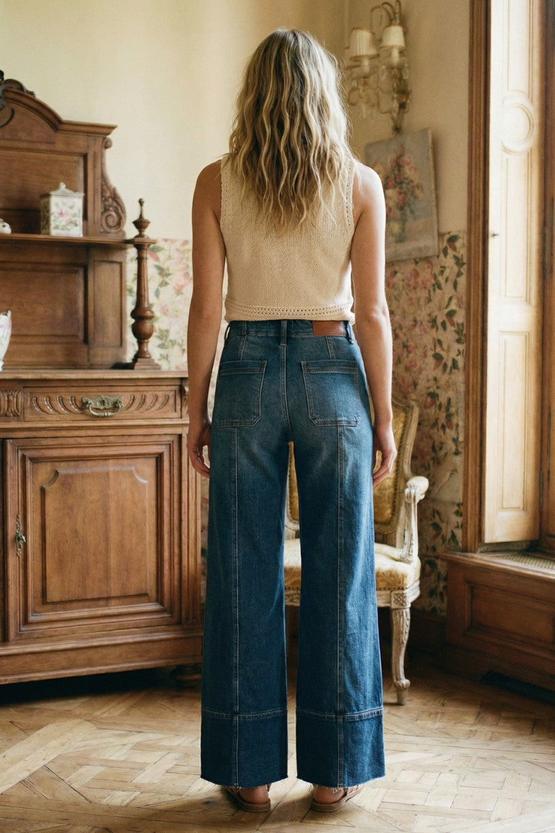 Aurora Tummy Control Eco Friendly Fabric Slim Palazzo Jeans (dark Wash) view 10 - Curvy Fit - Wash Jeans (bottom)