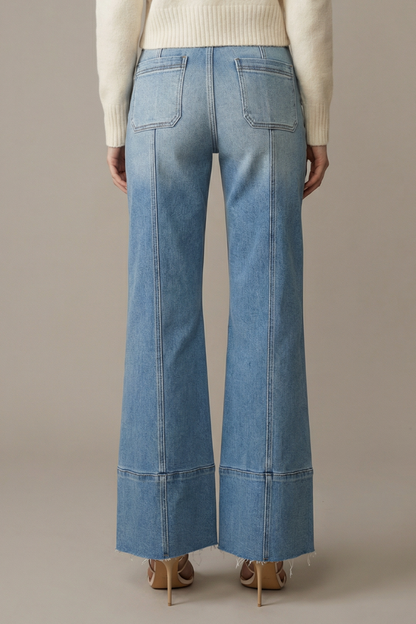 Aurora Tummy Control Eco Friendly Fabric Slim Palazzo Jeans (medium Wash) in 7 (27) view 4 - Curvy Fit - Was Jeans