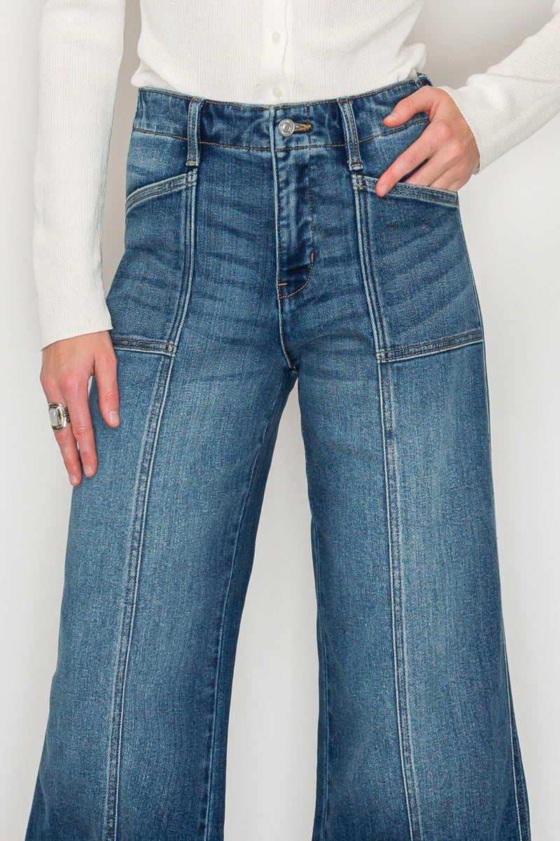 Aurora Tummy Control Eco Friendly Fabric Slim Palazzo Jeans (dark Wash) - MeeeShop Women's Fashion