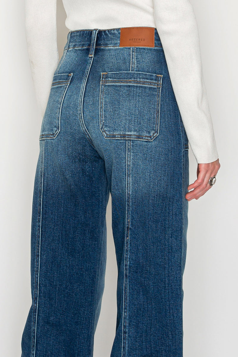 Aurora Tummy Control Eco Friendly Fabric Slim Palazzo Jeans (dark Wash) - MeeeShop Women's Fashion