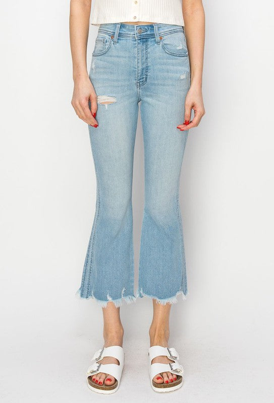 Ava plus High Rise Crop Flare Jeans in P-18 view 2 - High-Waisted - Ava Plus Size Jeans (bottom)