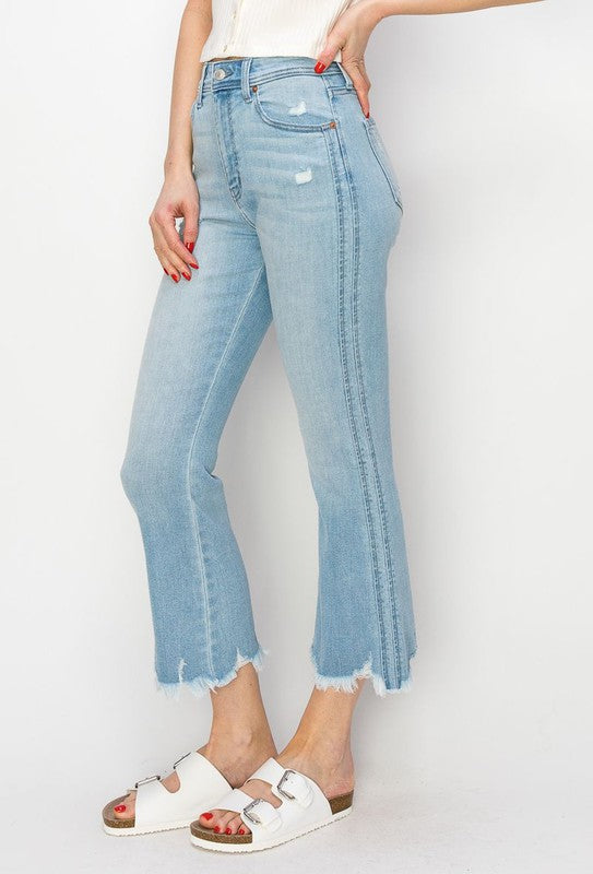 Ava plus High Rise Crop Flare Jeans in P-20 view 3 - High-Waisted - Ava Plus Size Jeans (bottom)