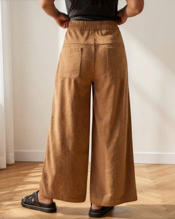 Aven Elastic Waist Ankle Length Wide Leg Pants in M view 2 - Comfort Stretch (bottom)