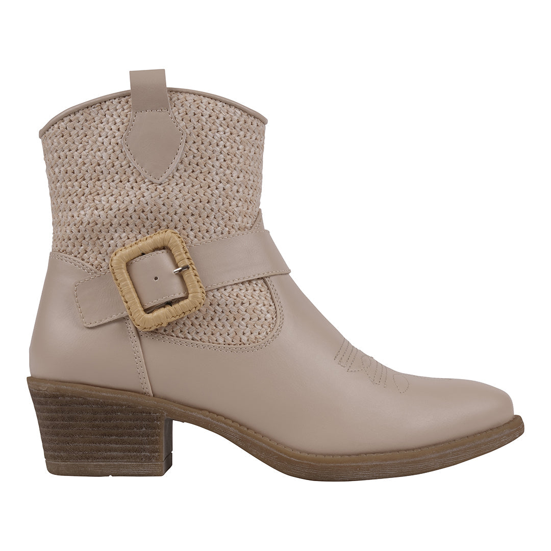 Avery Beige Western Booties 6.5 view 2 (shoe) - western booties, beige western booties - shop at us.meeeshop