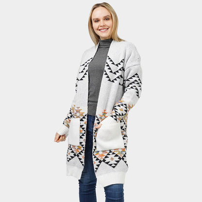 Aztec Patterned Sweater Cardigan view 3 - Aztec Pattern Sweater Women (top)