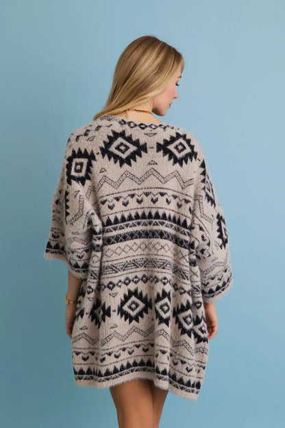 Aztec Soft Knit Cardigan with Tribal Print - Western Vibe 🌵 Top - MeeeShop Women's Fashion