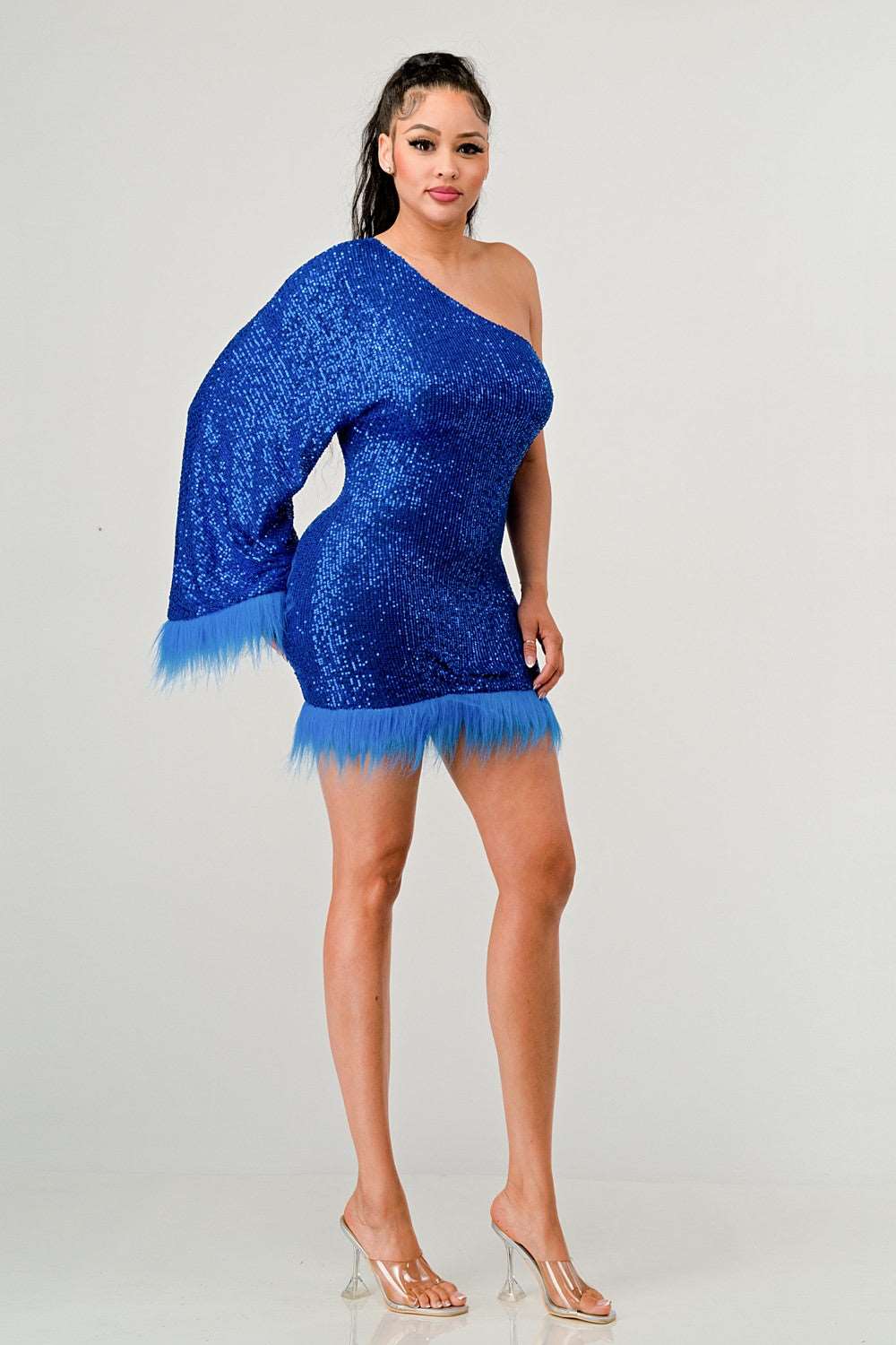 Azure Allure One-shoulder Dress in Medium view 4