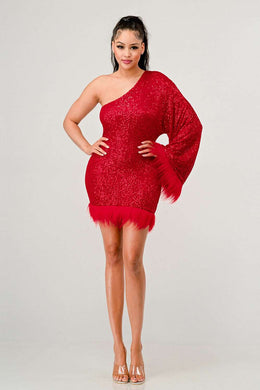 Azure Allure One-shoulder Dress