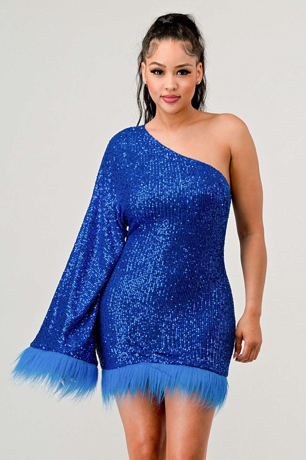 Azure Allure One-shoulder Dress view 7