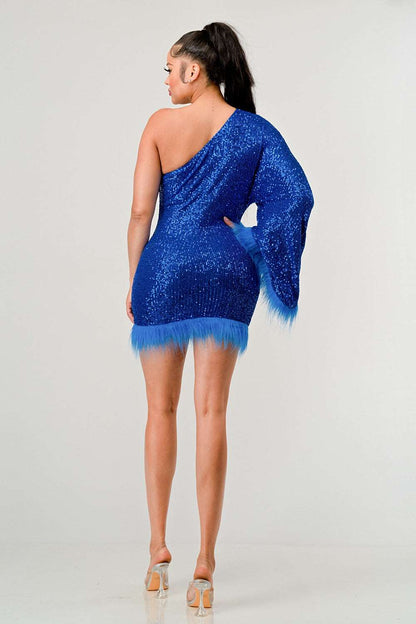 Azure Allure One-shoulder Dress view 8