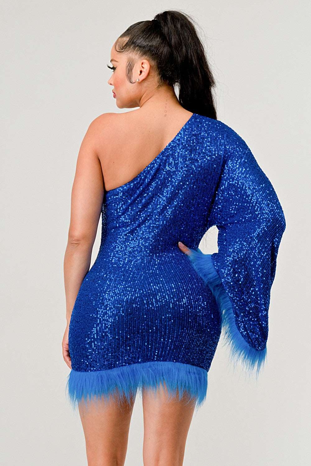Azure Allure One-shoulder Dress view 9