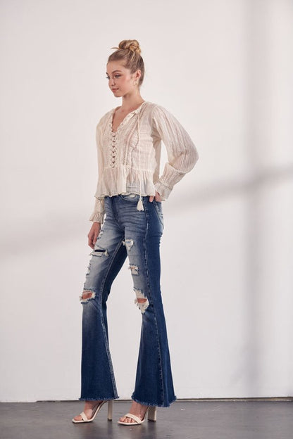 Olivia High Rise Super Flare Jeans us.meeeshop -  Pants
