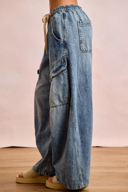 Bibi Baggy Barrel Jeans with Cargo Pockets | view 3 | Trendsi | us.meeeshop