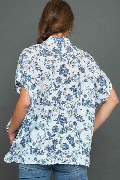 Umgee | Two Tone Floral Print Top Plus Size - us.meeeshop