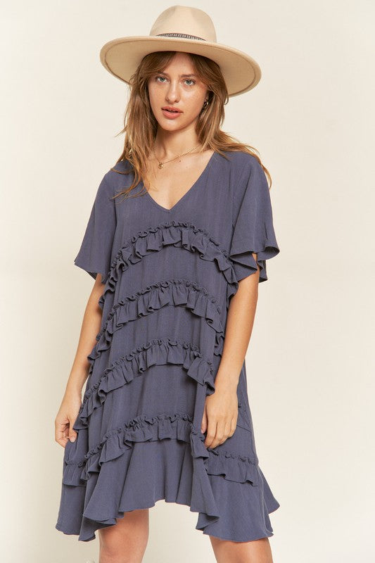 Tiered Ruffle Mini Dress (women's dresses) view 2 - shop at us.meeeshop