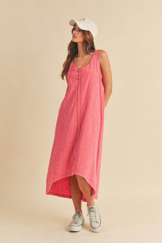 Aemi + Co High-Low Hem Scoop Neck Midi Tank Dress - us.meeeshop