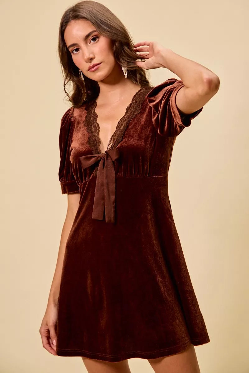 velvet short sleeves So Me Velvet Short Sleeves Mini Dress view 5 (dress) - shop at us.meeeshop