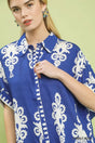 Umgee Abstract Print Button Down Short Sleeve Shirt
