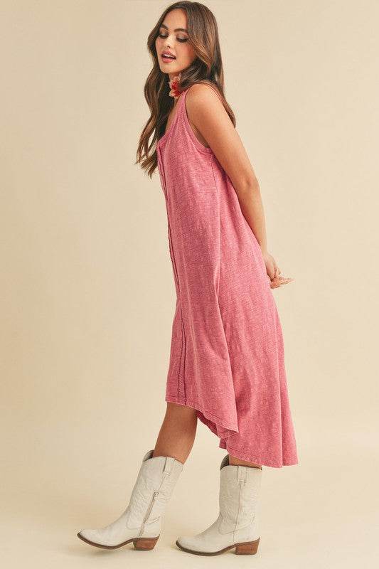 Aemi + Co High-Low Hem Scoop Neck Midi Tank Dress - us.meeeshop