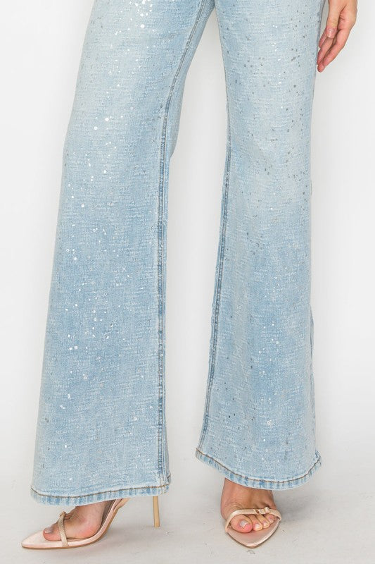 Metallic Ultra High Rise Relaxed Flare Jeans | view 7 | Artemis Vintage | us.meeeshop