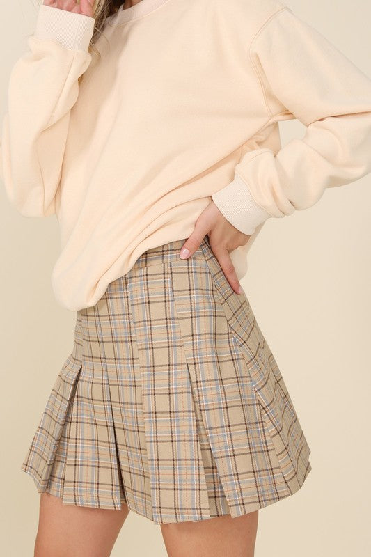 Lilou Plaid pleated mini skirt | us.meeeshop