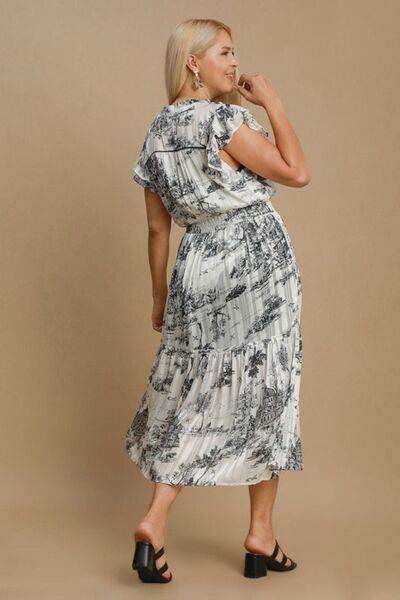 Umgee Two Tone Landscape Print Midi Dress Plus Size - us.meeeshop