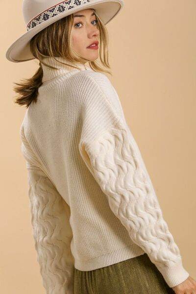 Umgee Turtle Neck Long Sleeve Sweater Plus Size - us.meeeshop