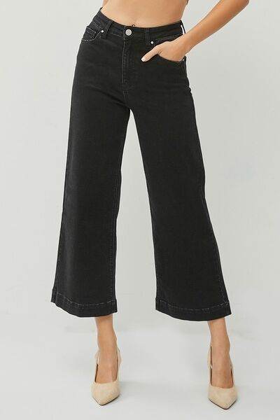 RISEN High Rise Wide Leg Ankle Jeans - us.meeeshop