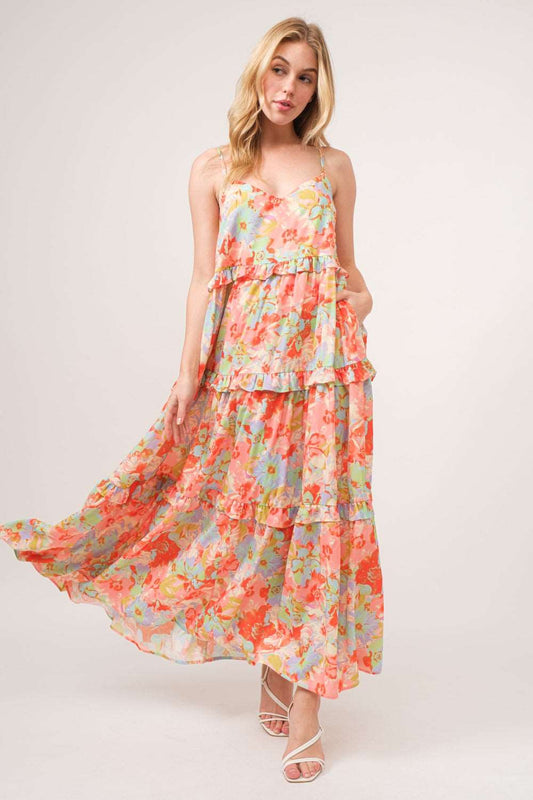 And The Why Floral Ruffled Tiered Maxi Cami Dress | us.meeeshop