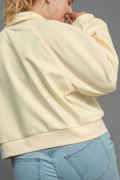 Umgee Half Zip Cropped Sweatshirt Plus Size - us.meeeshop