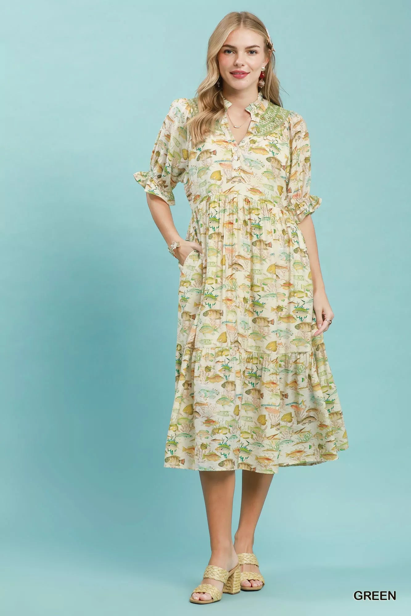 umgee print tiered Umgee Print Tiered Midi Dress view 4 (dress) - shop at us.meeeshop
