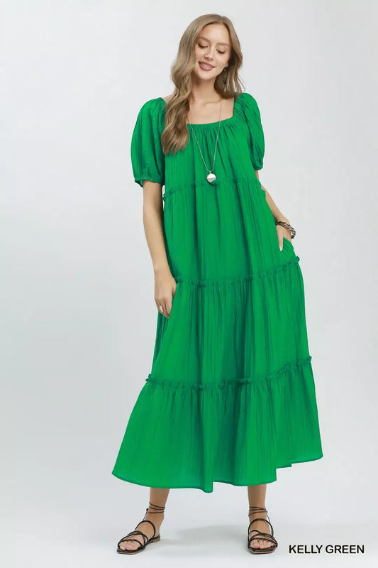 Umgee Textured Tiered Midi Dress (women's dresses) - shop at us.meeeshop