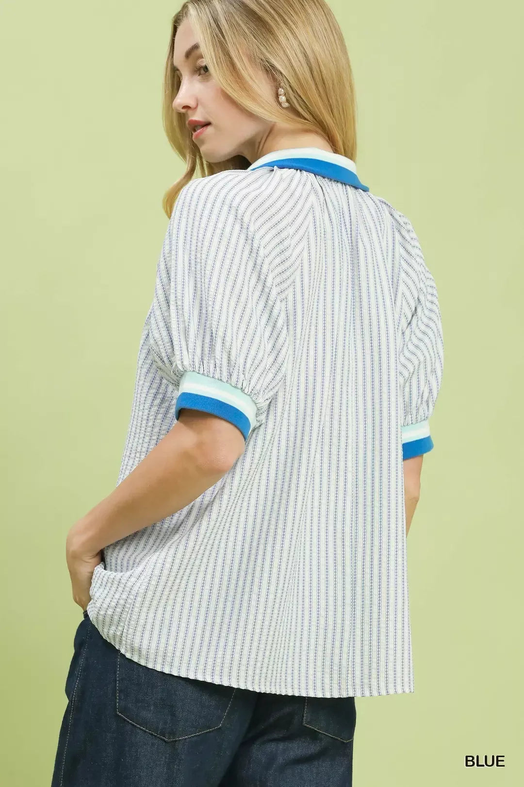 umgee botanical print Umgee Botanical Print Puff Short Sleeve Blouse view 3 (top) - shop at us.meeeshop