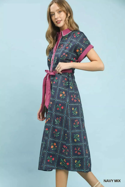 umgee mix floral Umgee Mix Floral Button-front Midi Dress view 3 (dress) - shop at us.meeeshop
