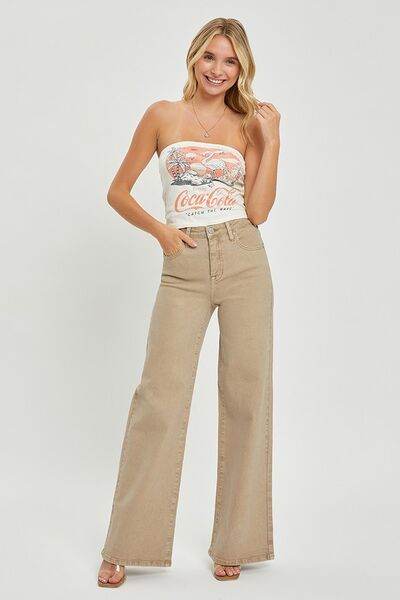 RISEN Tummy Control High Rise Wide Leg Jeans Plus Size - us.meeeshop