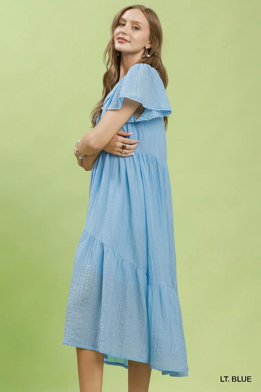 umgee textured tiered Umgee Textured Tiered Midi Dress with Side Pockets view 2 (dress) - shop at us.meeeshop