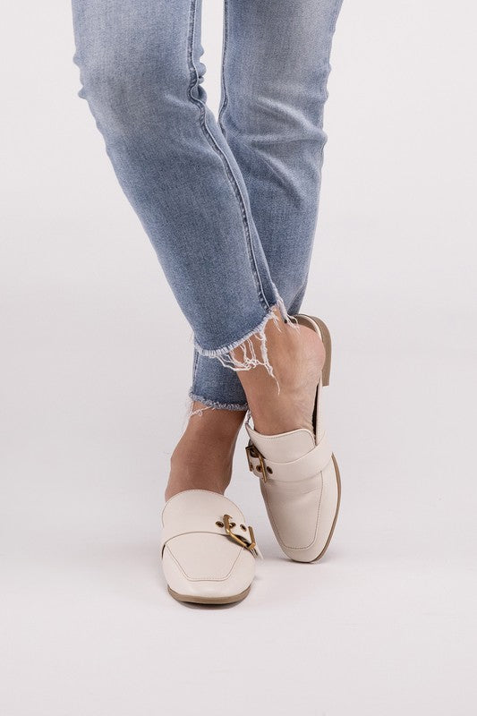 Chantal-S Buckle Backless Slides Loafer Shoes | us.meeeshop