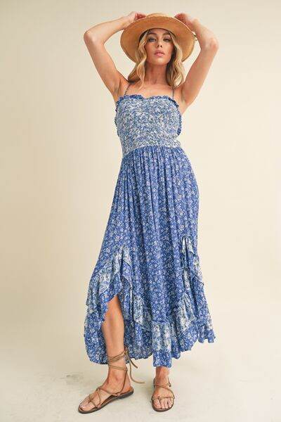 Aemi + Co Ditsy Floral Ruffled Hem Maxi Cami Dress - us.meeeshop