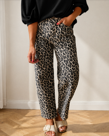 Bailey Leopard Print Barrel Jeans in 4 (bottom)