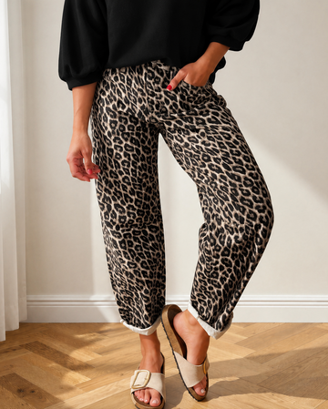 Bailey Leopard Print Barrel Jeans in 6 view 2 (bottom)
