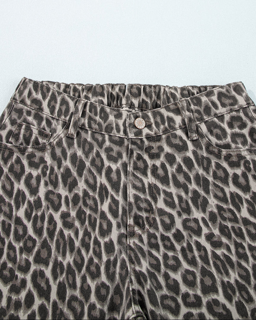 Bailey Leopard Straight Loose Leg Jeans view 10 (bottom) - leg jeans, loose leg jeans - shop at us.meeeshop
