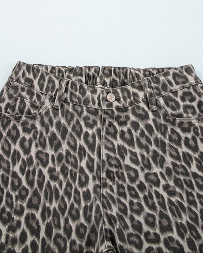 Bailey Leopard Straight Loose Leg Jeans view 10 (bottom) - leg jeans, loose leg jeans - shop at us.meeeshop