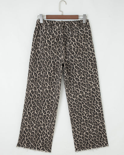 Bailey Leopard Straight Loose Leg Jeans Yellow view 6 (bottom) - leg jeans, loose leg jeans - shop at us.meeeshop