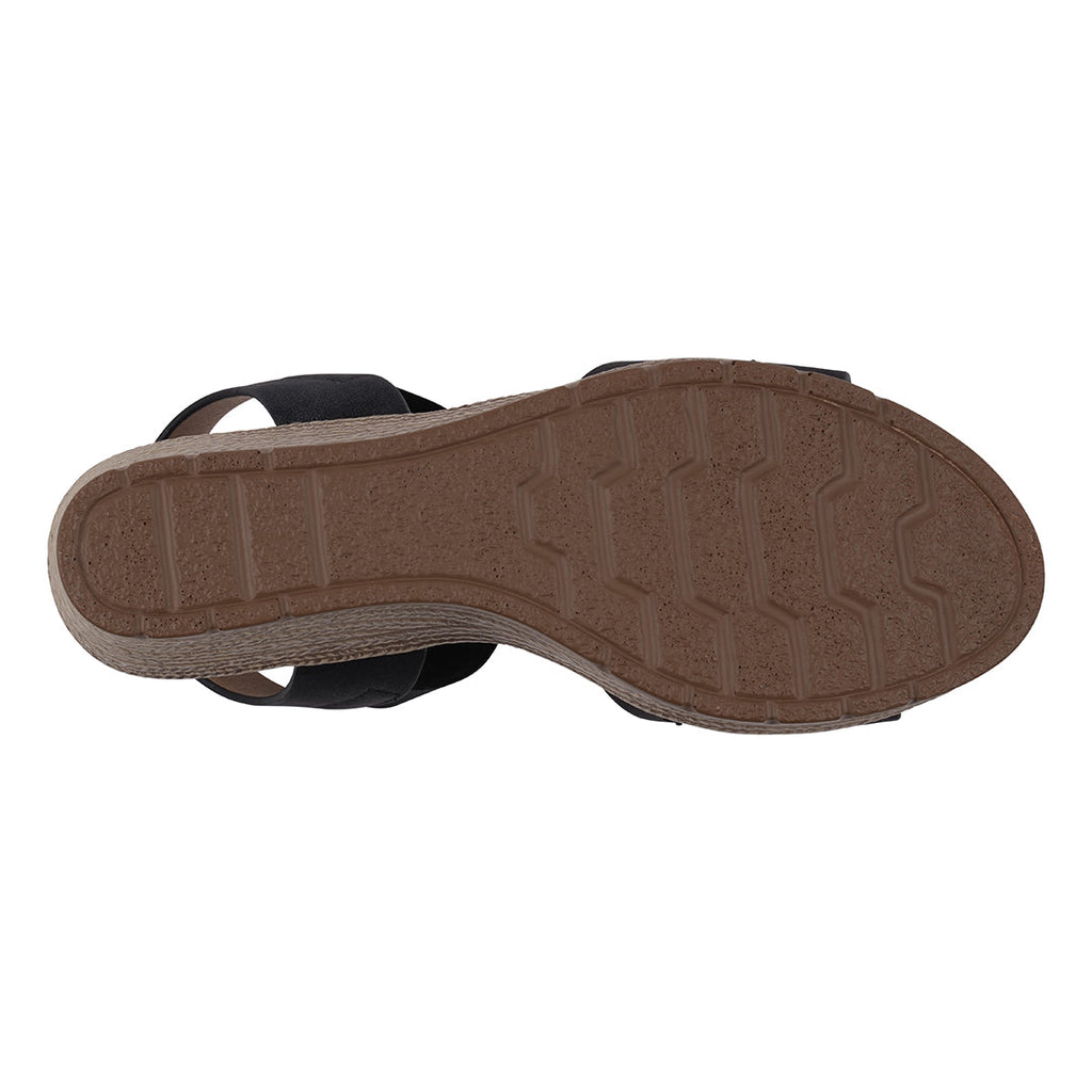 Bane Black Embellished Elastic Double Band Wedge Sandals Black view 4 (shoe) - wedge sandals, band wedg - shop at us.meeeshop