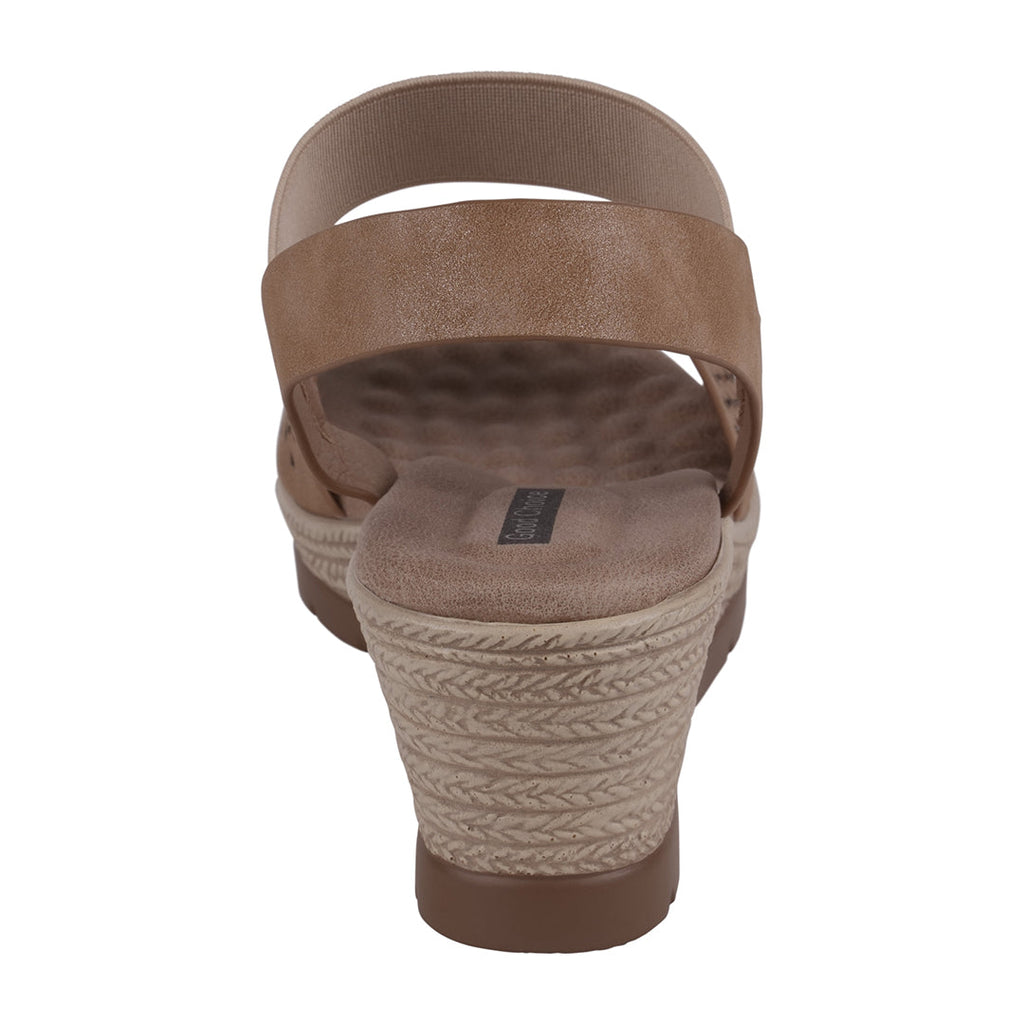 Bane Natural Embellished Elastic Double Band Wedge Sandals Natural view 3 (shoe) - wedge sandals, band  - shop at us.meeeshop