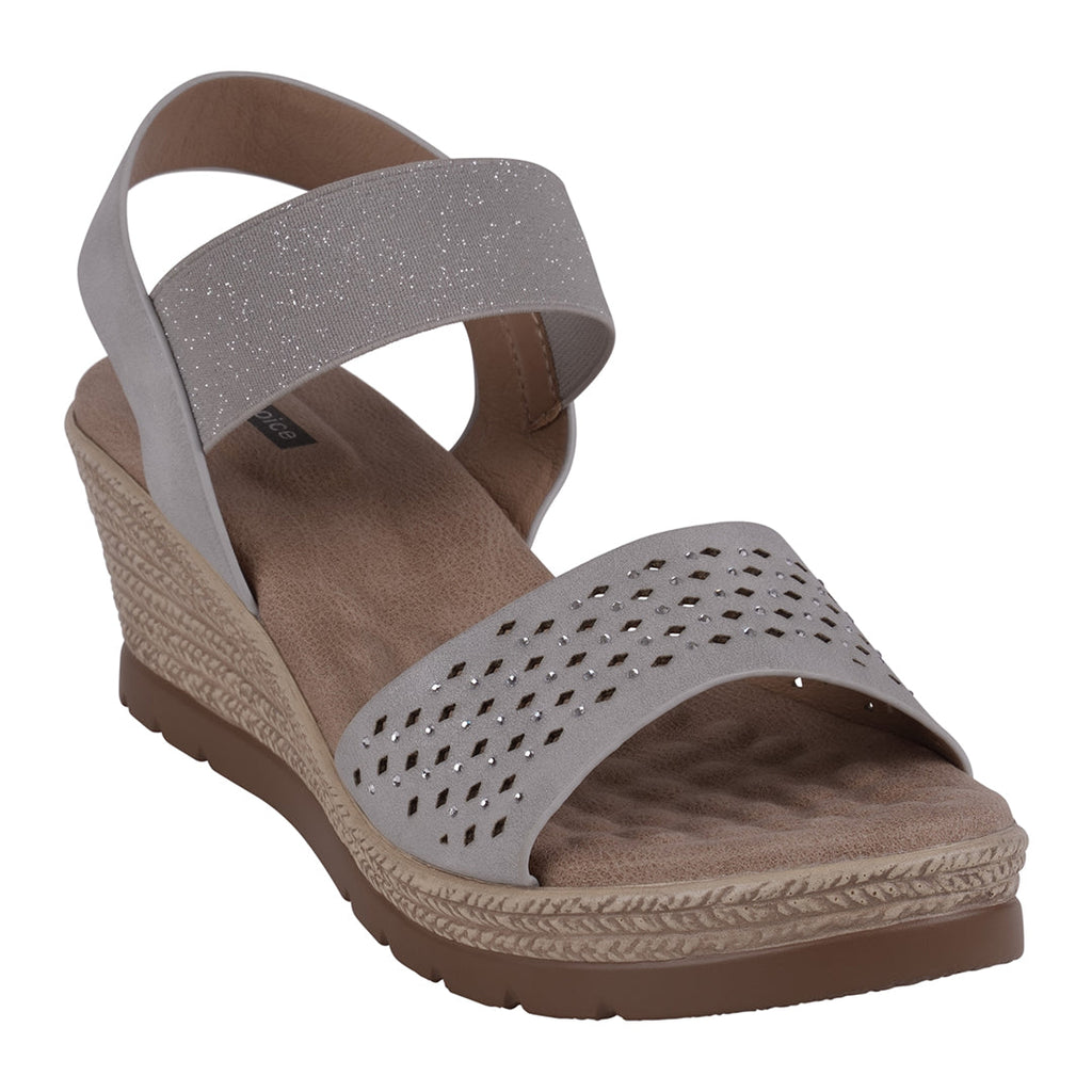 Bane Silver Embellished Elastic Double Band Wedge Sandals Silver (shoe) - bane silver, balenciaga silve - shop at us.meeeshop