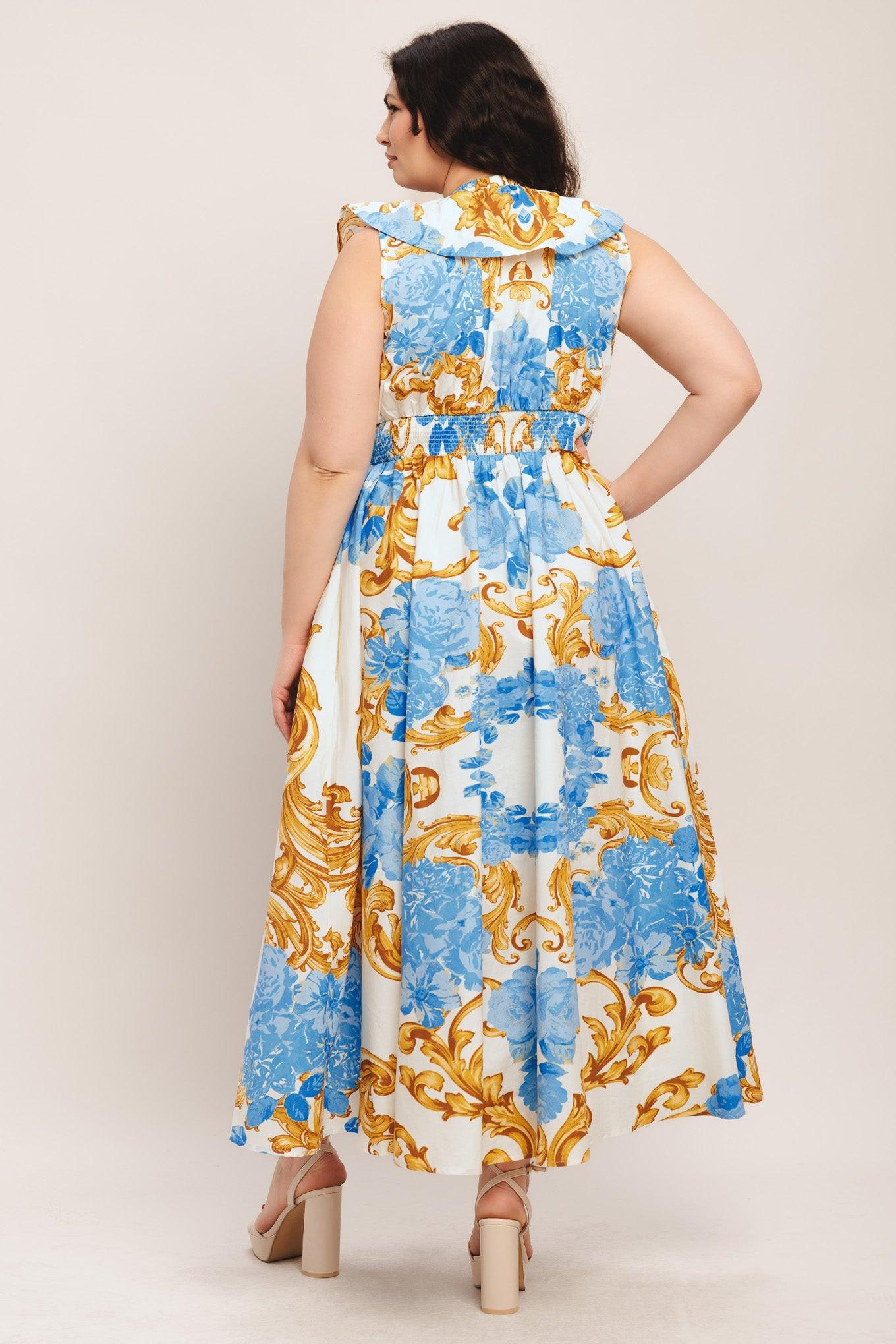 Baroque Bloom Woven Midi Dress view 8 - Baroque Floral Dress