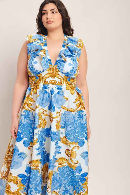 Baroque Bloom Woven Midi Dress view 9 - Baroque Floral Dress