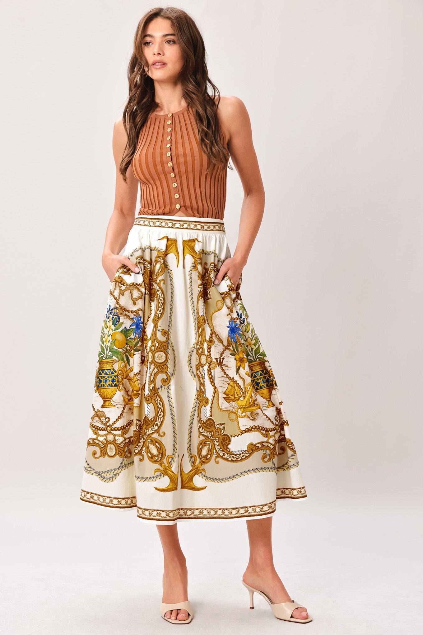 baroque escape woven Baroque Escape Woven Midi Skirt view 5 (dress) - shop at us.meeeshop